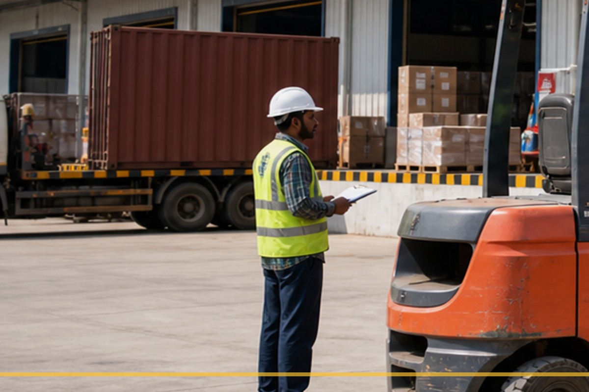 Dispatch supervisor checking loading documents